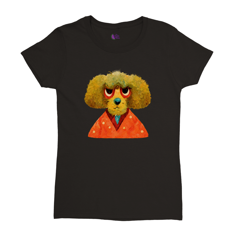 Grumpy Poodle Print Heavyweight Womens Crewneck T-shirt