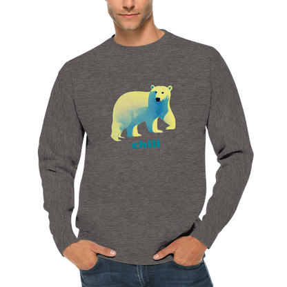 Chill, Polar Bear Print Premium Unisex Crewneck Sweatshirt