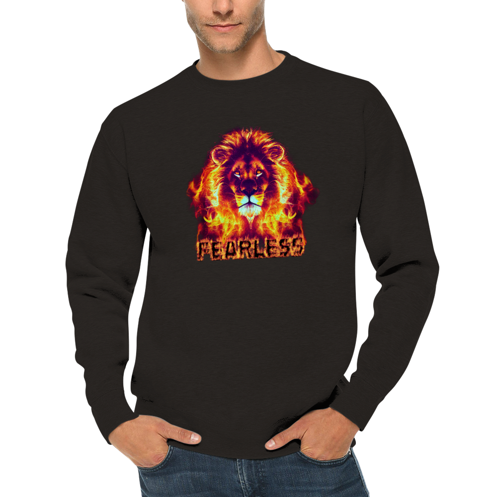 Fearless Flaming Lion Premium Unisex Crewneck Sweatshirt.