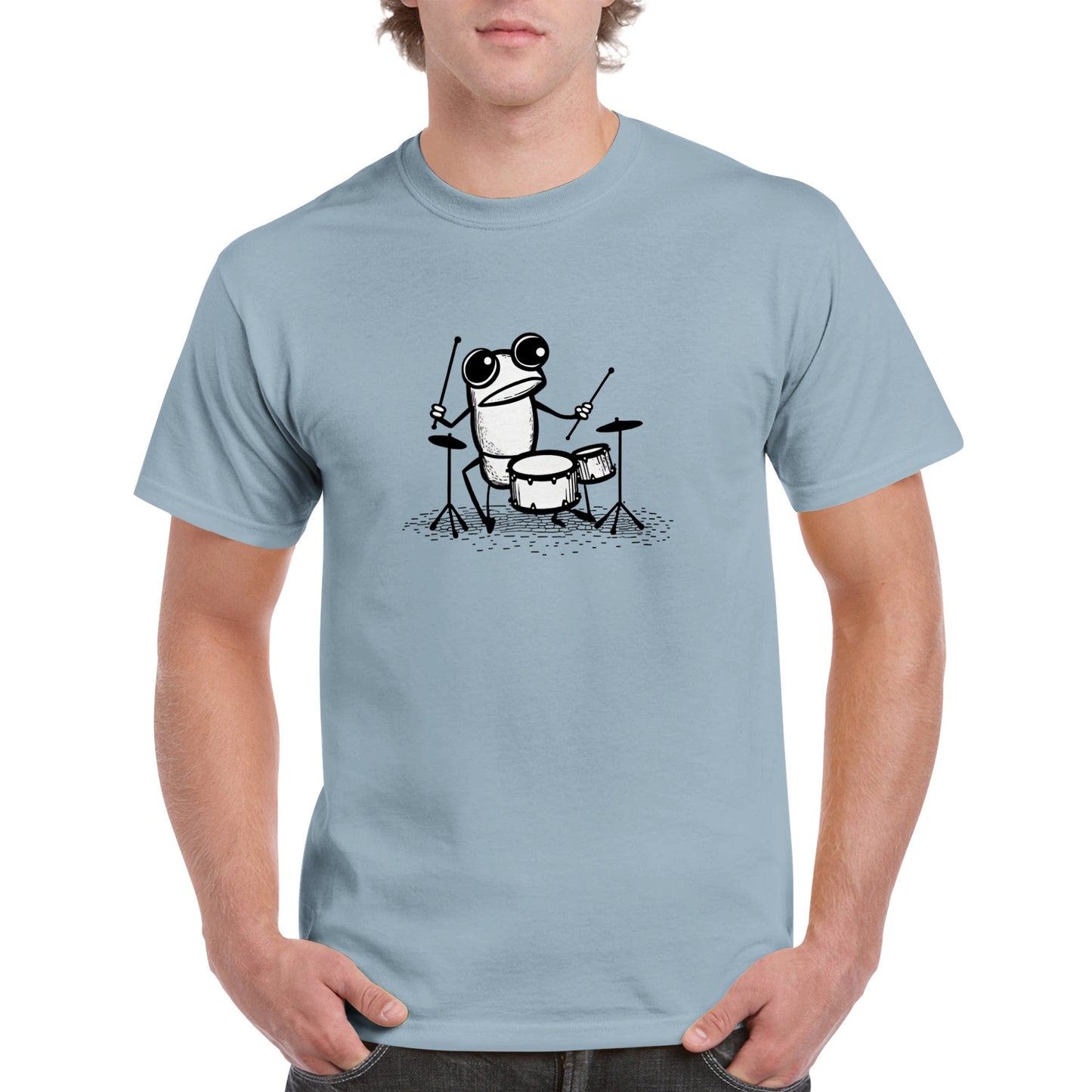 Frog playing the drums Heavyweight Unisex Crewneck T-shirt