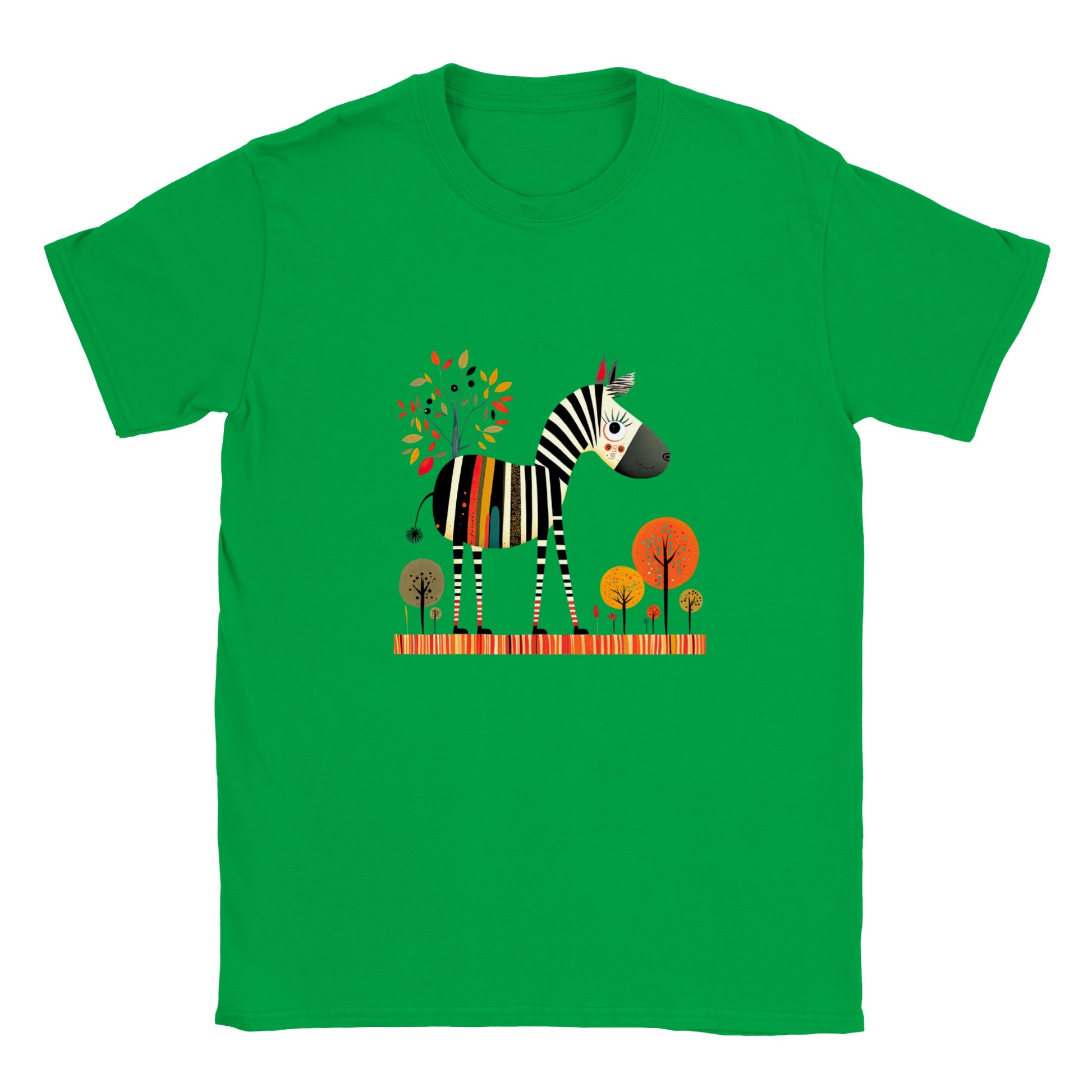 kids green t-shirt with cute zebra print