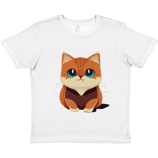 Kids white t-shirt with adorable munchkin kitten print