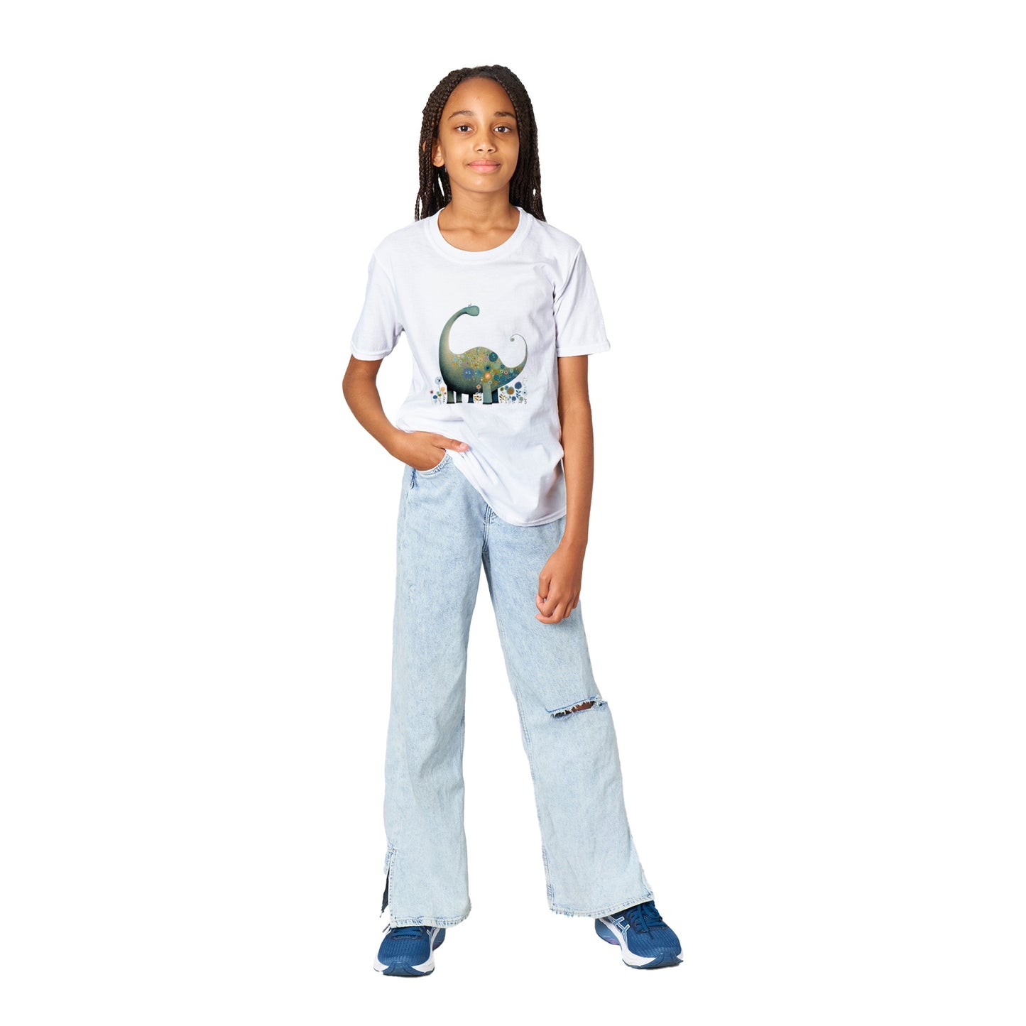 Adorable Floral Brontosaurus Kids T-Shirt - Perfect for Playtime and Beyond