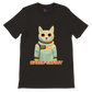 black t-shirt with a space catdet print