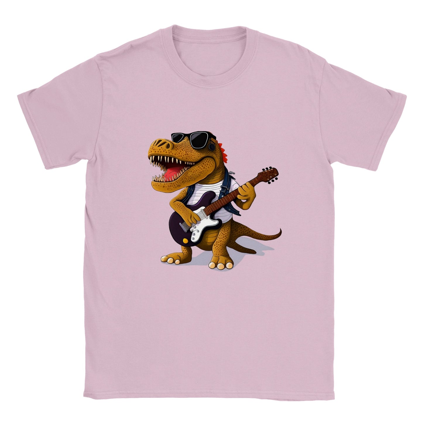 Dino Rockstar: Cool Dino Playing Guitar Classic Kids Crewneck T-shirt
