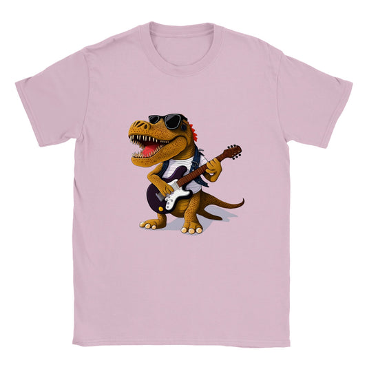 Dino Rockstar: Cool Dino Playing Guitar Classic Kids Crewneck T-shirt