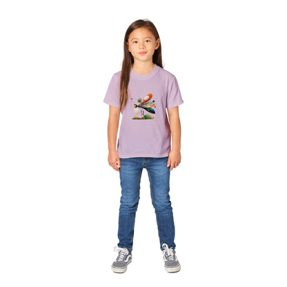 Introducing the Classic Kids Crewneck T-Shirt with Abstract Dragonfly Print - Perfect for Your Little Fashionista!