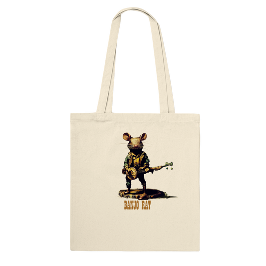 Natural tote bag with Banjo Rat print