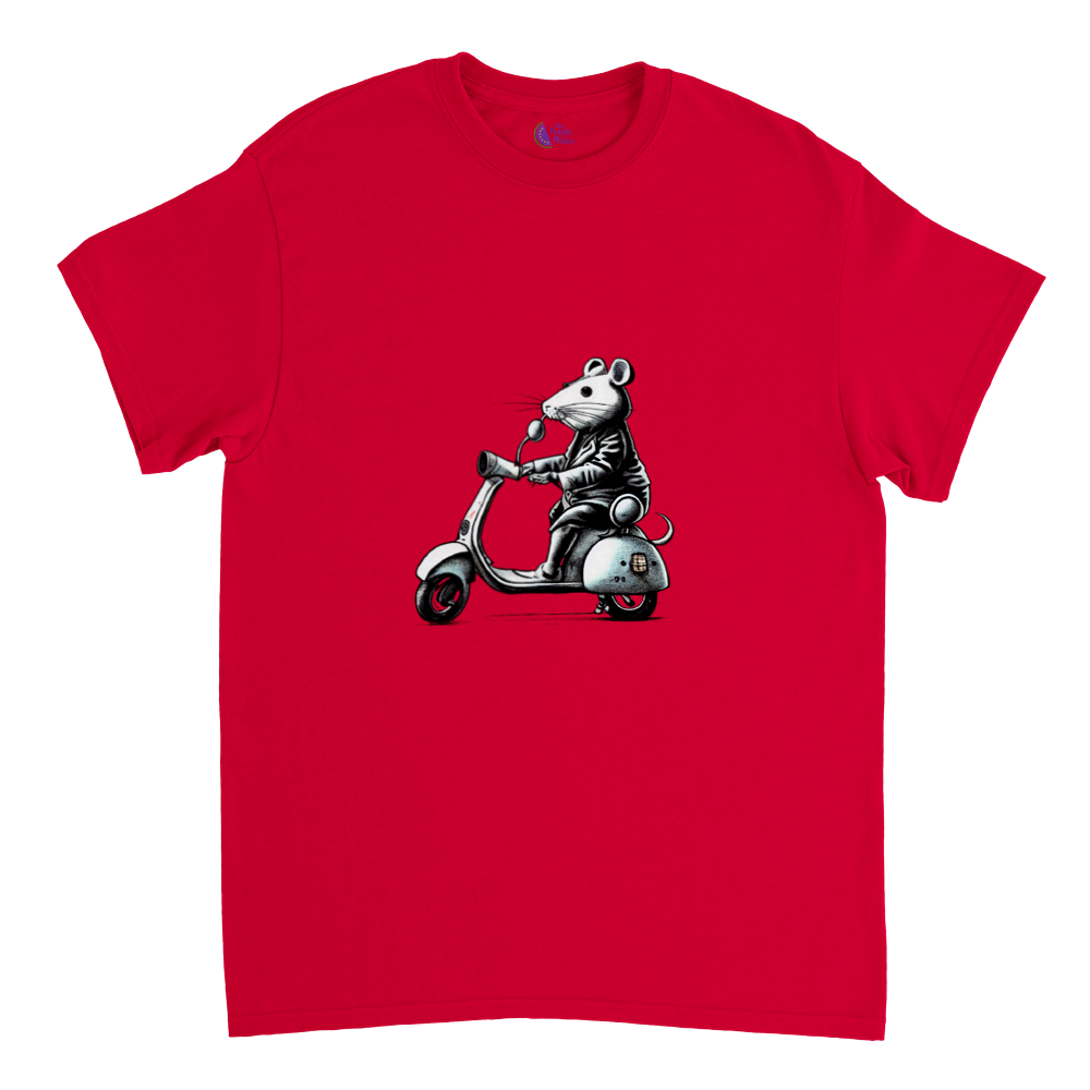 Rat Riding a Motor Scooter Heavyweight Unisex Crewneck T-shirt