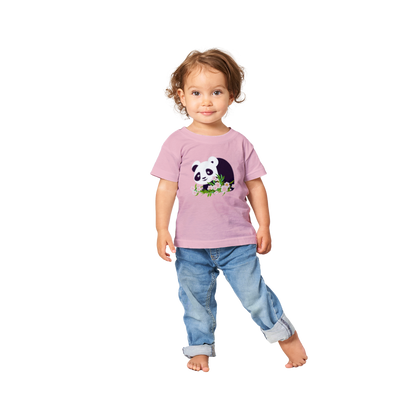 Baby wearing a Pink t-shirt with a cute panda and pink flowers print