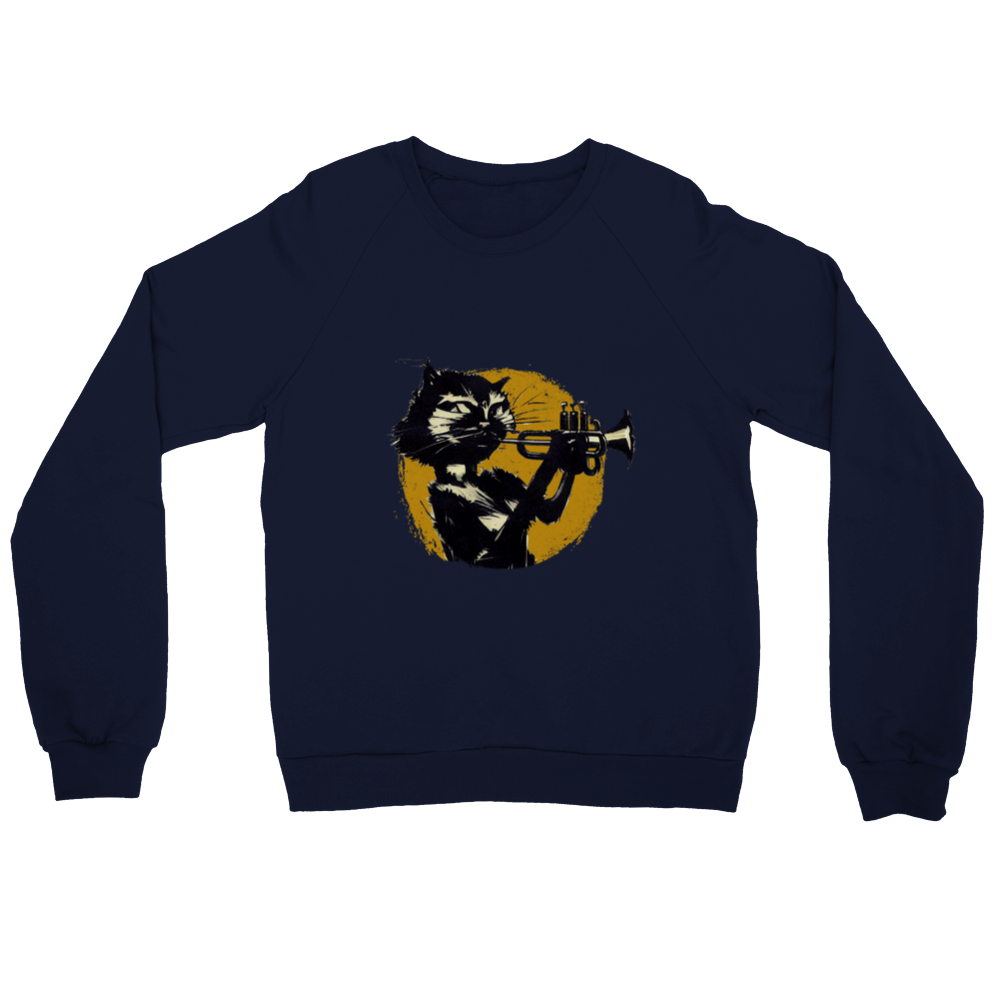 Cat Playing the Trumpet Premium Unisex Crewneck Sweatshirt