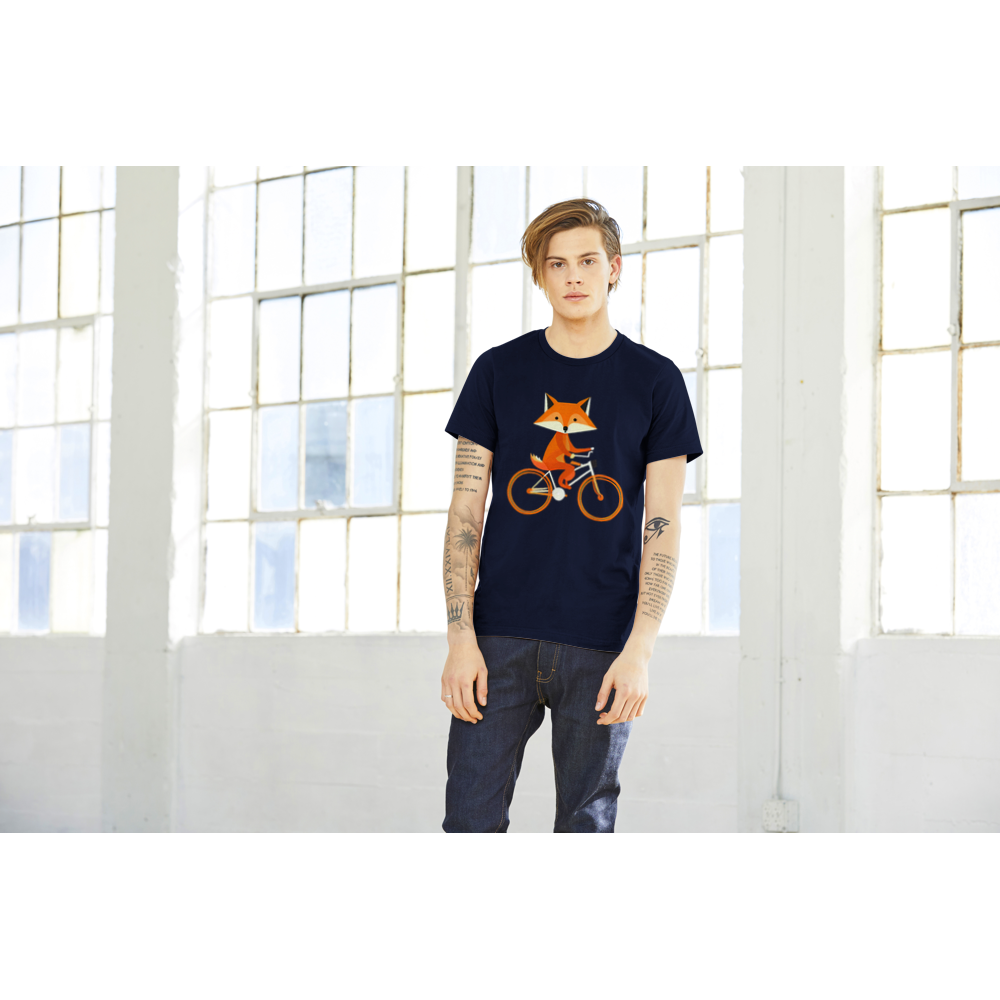 Ride in Style with our Cute Fox Riding a Bike Premium Unisex Crewneck T-shirt