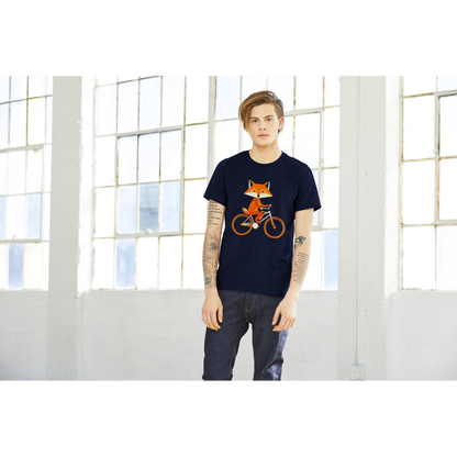 Ride in Style with our Cute Fox Riding a Bike Premium Unisex Crewneck T-shirt