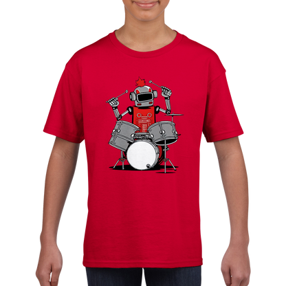 Robot Playing Drums Classic Kids Crewneck T-shirt