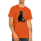 Orange t-shirt with a sax cat print