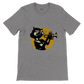 Grey t-shirt with a cat playing the trumpet print