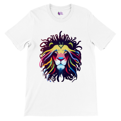 Roar in Style with our Colourful Lion with Dreadlocks Premium Unisex Crewneck T-Shirt