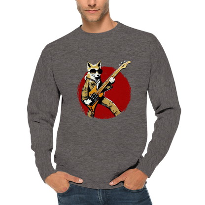 Fox Playing a Bass Guitar Premium Unisex Crewneck Sweatshirt