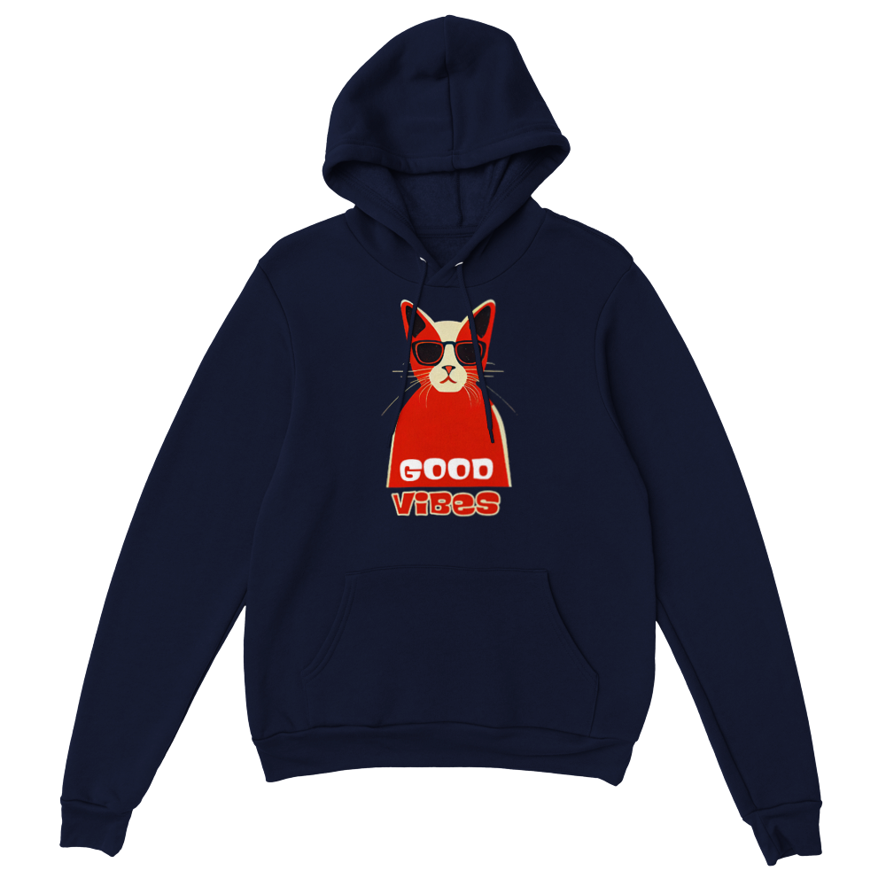 Good Vibes Cat in Sunglasses Premium Unisex Pullover Hoodie