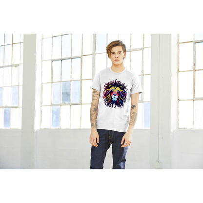 Roar in Style with our Colourful Lion with Dreadlocks Premium Unisex Crewneck T-Shirt