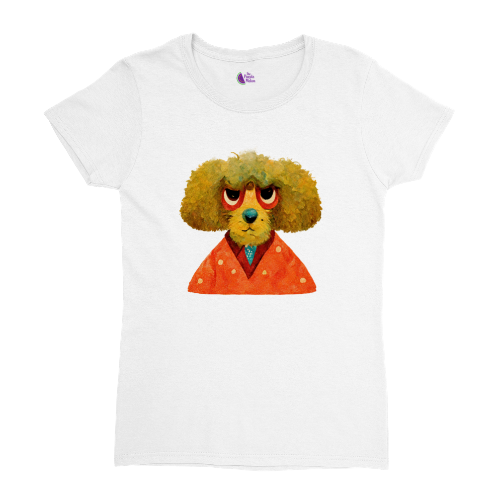 Grumpy Poodle Print Heavyweight Womens Crewneck T-shirt
