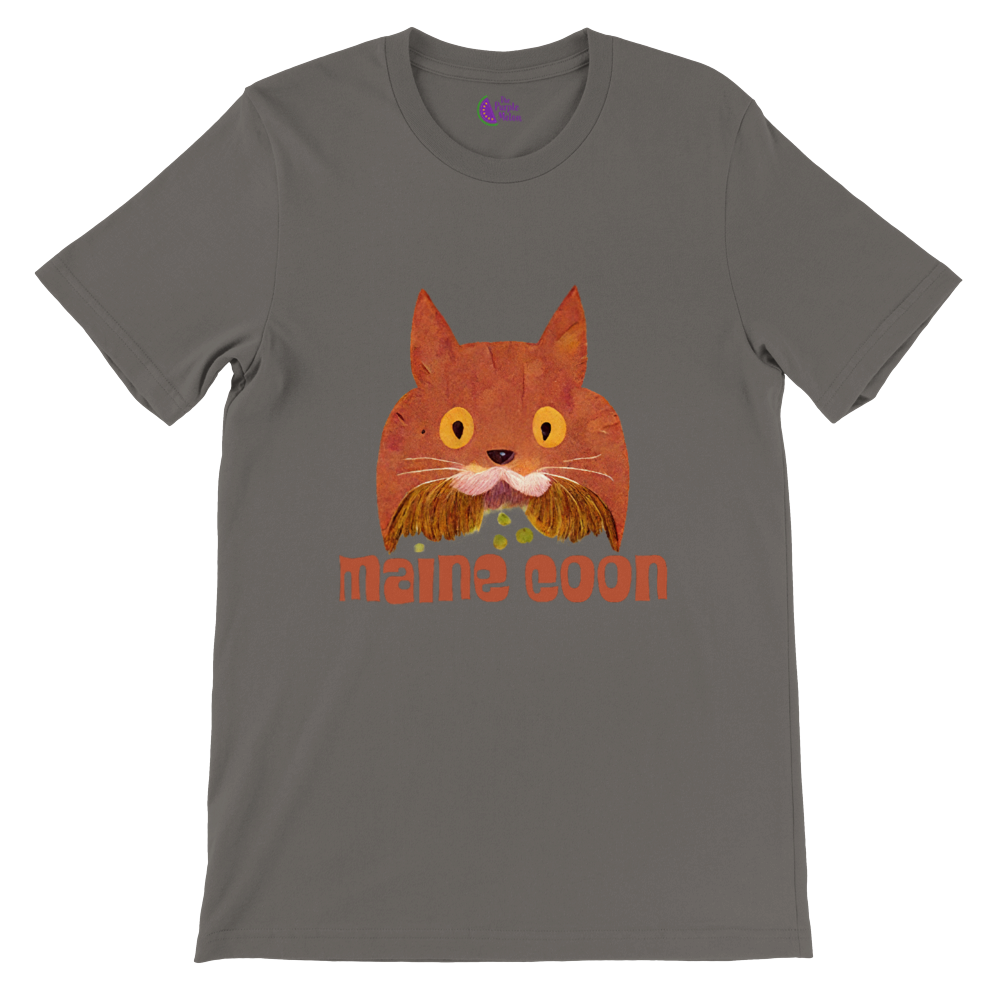 Cute Maine Coon Print Premium Unisex Crewneck T-shirt.