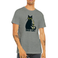 Grey t-shirt with a sax cat print