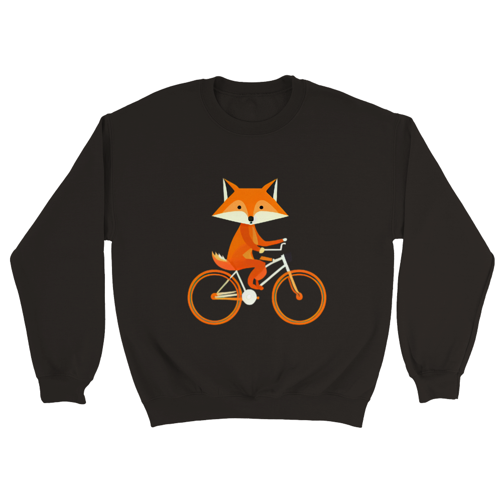 Cute Fox Riding a Bike Premium Kids Crewneck Sweatshirt