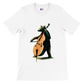 White t-shirt with a bear playing the double bass print