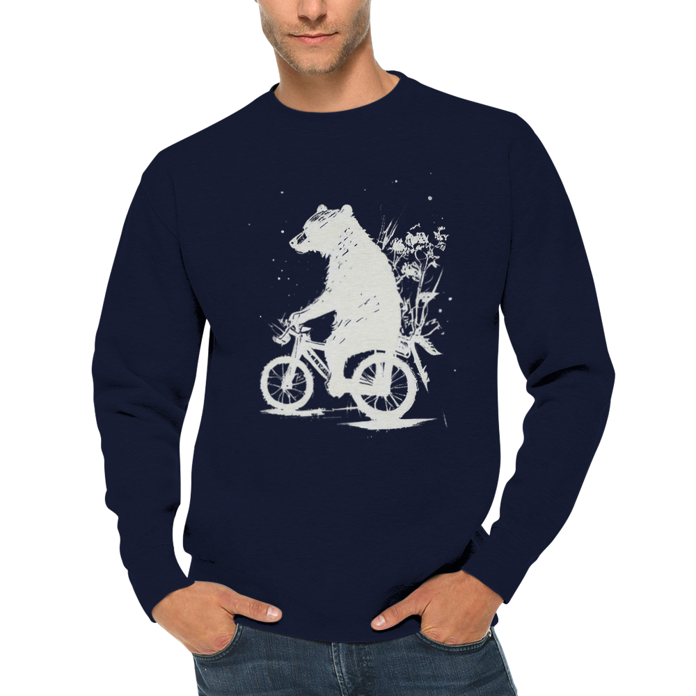 Bear Riding a Bike Premium Unisex Crewneck Sweatshirt