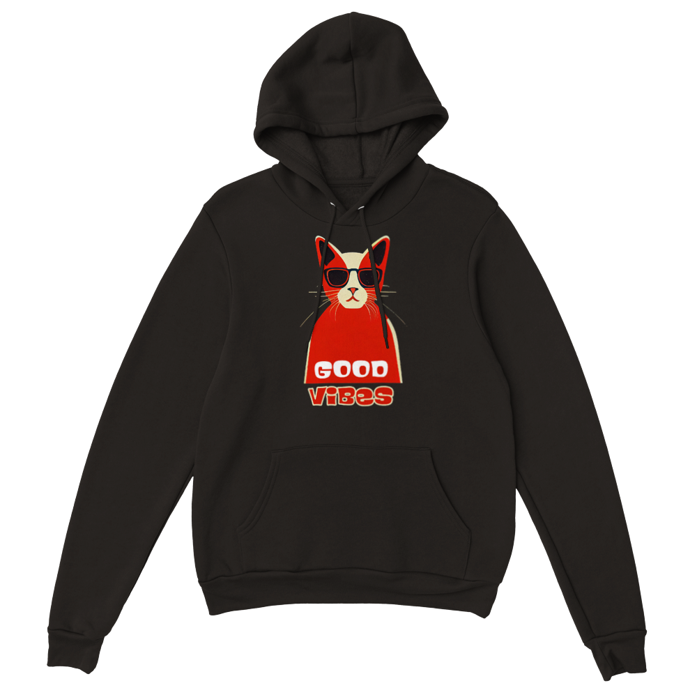 Good Vibes Cat in Sunglasses Premium Unisex Pullover Hoodie