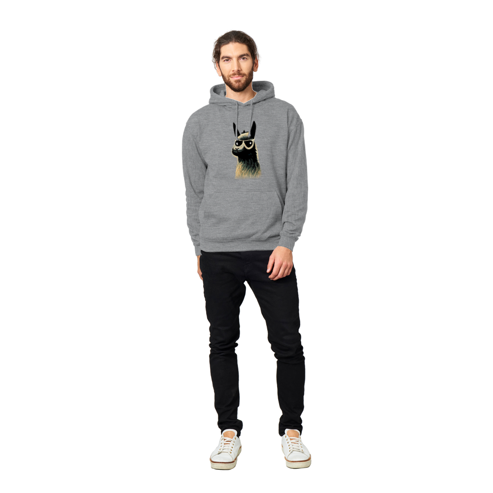 Llama Wearing Sunglasses Print Premium Unisex Pullover Hoodie