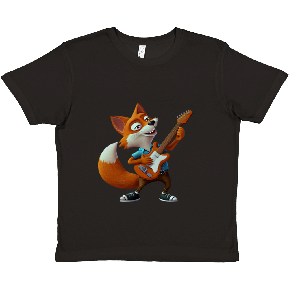 Fox Playing a Guitar Premium Kids Crewneck T-shirt