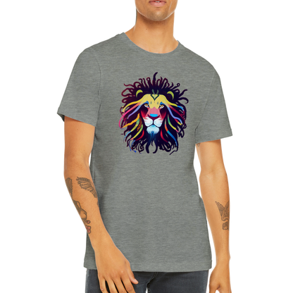 Roar in Style with our Colourful Lion with Dreadlocks Premium Unisex Crewneck T-Shirt