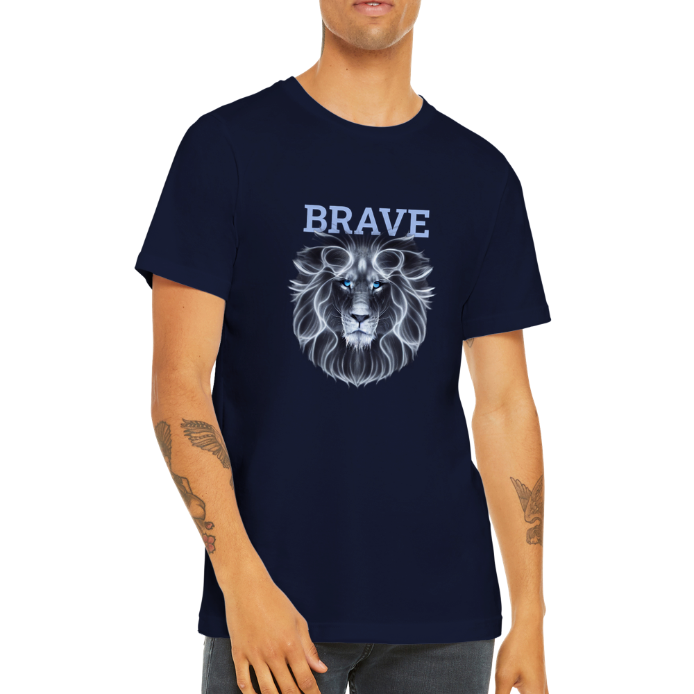 Unleash Your Inner Brave with Our Premium Lion Print Crewneck T-Shirt