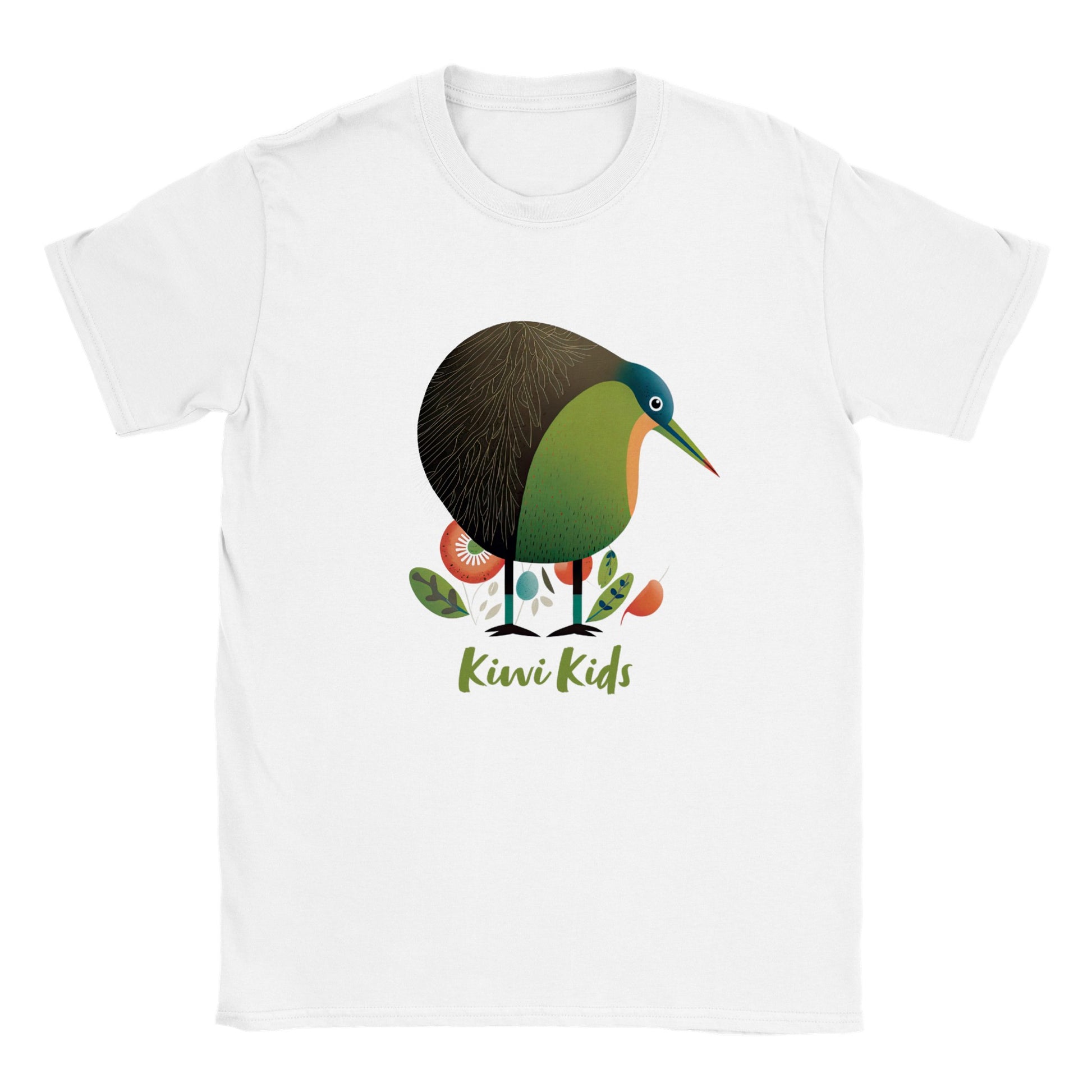 Kids white t-shirt with cute kiwi kids print