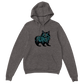 Grey pullover hoodie with maine coon cat print
