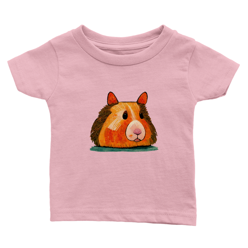 babies pink t-shirt with cute Guinea Pig print