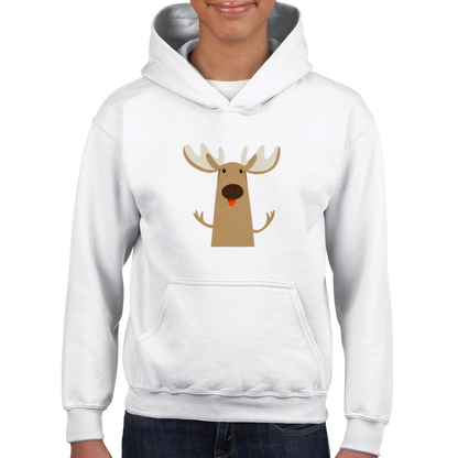 Moose Print Classic Kids Pullover Hoodie