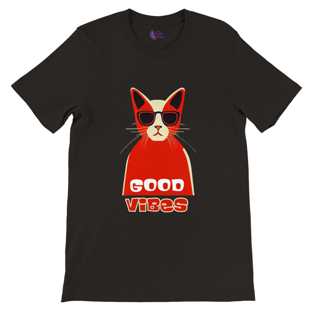 Good Vibes Cat in Sunglasses Premium Unisex Crewneck T-shirt