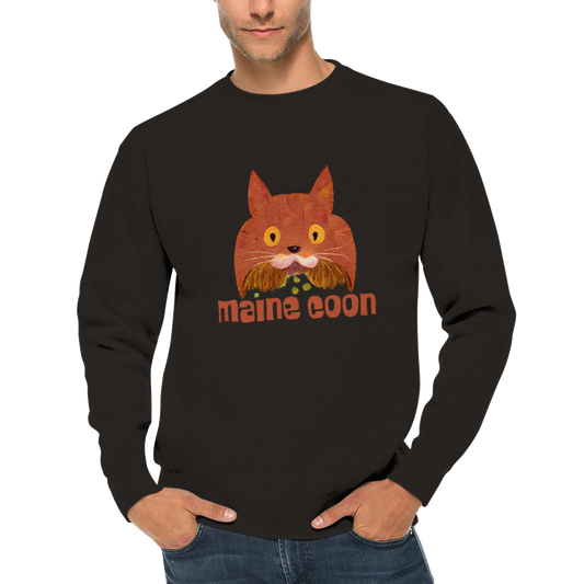 Cute Maine Coon Print Premium Unisex Crewneck Sweatshirt.