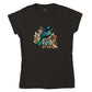 Black t-shirt with a contemporary new zealand tui bird print