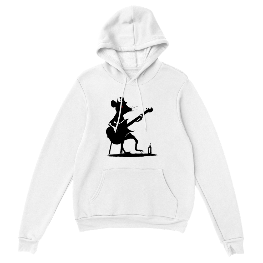 Rat Playing the Guitar Sitting on a Stool Premium Unisex Pullover Hoodie