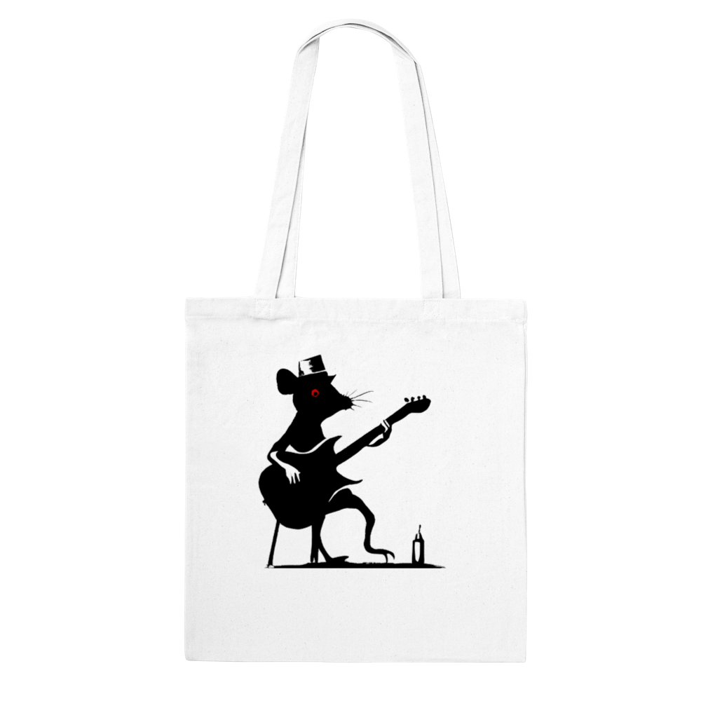 Rat Playing Guitar Sitting on a Stool Classic Tote Bag