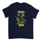Navy blue t-shirt with a downhill mountain biker print and the caption Downhill Rush