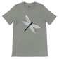 grey t-shirt with a dragonfly print