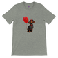 grey t-shirt with a dachshund dog with red balloon print