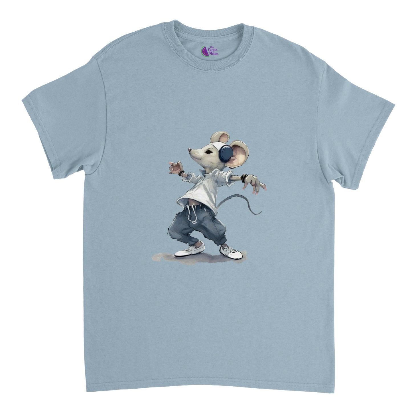 Light Blue t-shirt with a hip hop mouse print