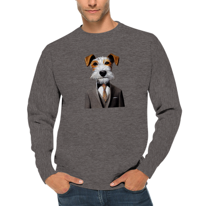 Fox Terrier Dog Wearing a Suit Premium Unisex Crewneck Sweatshirt
