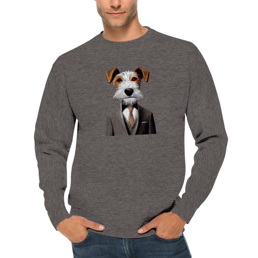 Fox Terrier Dog Wearing a Suit Premium Unisex Crewneck Sweatshirt